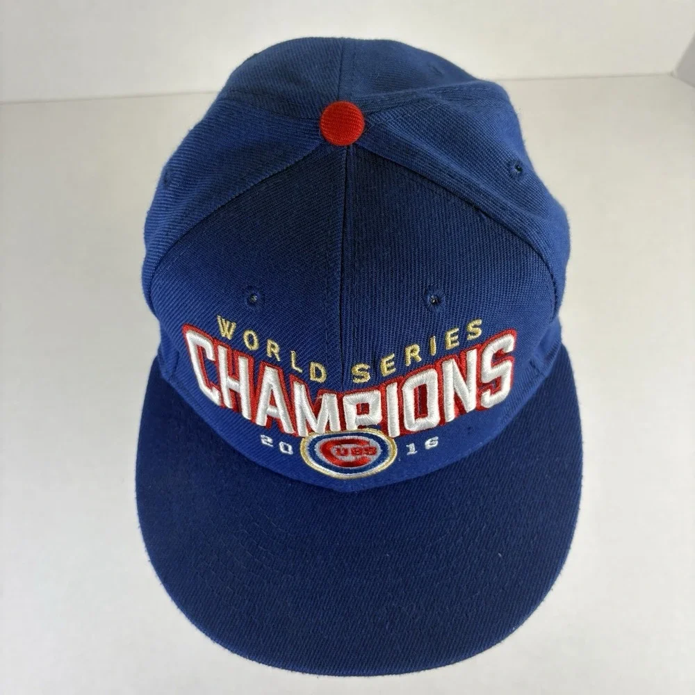 New Era Chicago Cubs Hat Mens OSFM 2016 World Series Champions Blue Snapback MLB